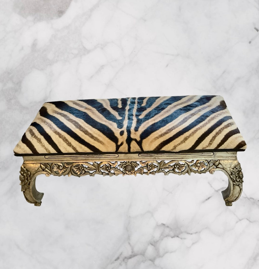 CHABBY SHIC Ottoman in Zebra Hide